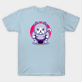 Cute Cat Sumo Cartoon T-Shirt